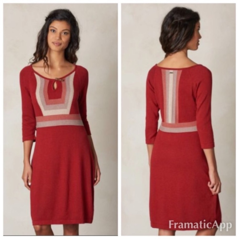 PrAna Yarrah Red Knit Dress Organic Cotton